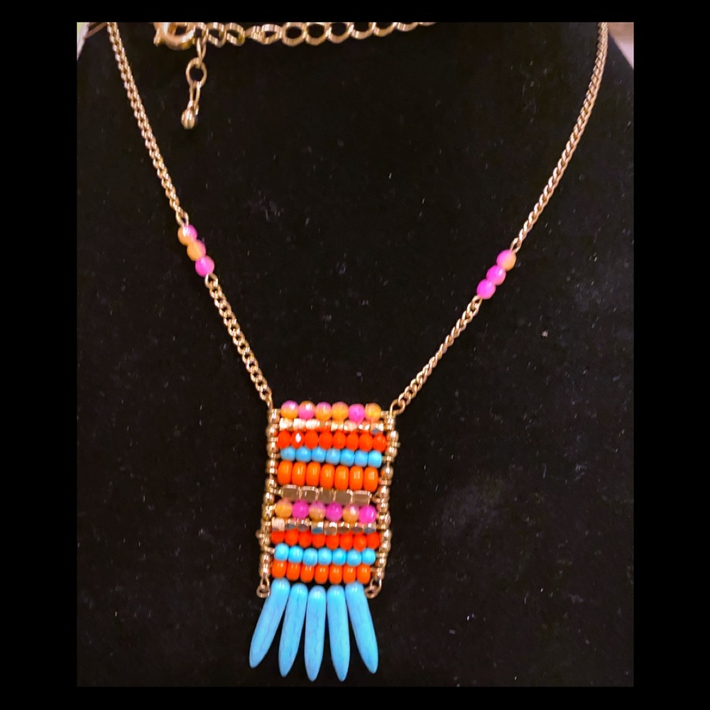 Panacea long necklace w/orange beads-double!